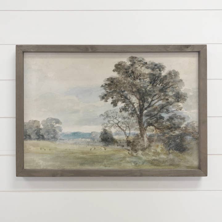 Aquarela de carvalho alto - Arte de parede em tela de árvore - Arte emoldurada em madeira por atacado de Hangout Home