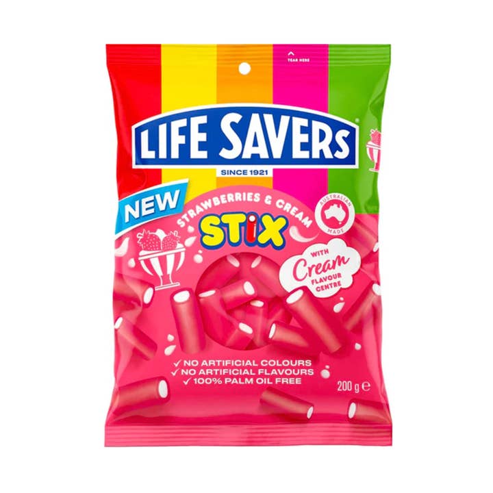 Life Savers Aardbeienroom (Aus) 200g, 12st. **exp 3/3/26 voor wholesale door Snack Daddy
