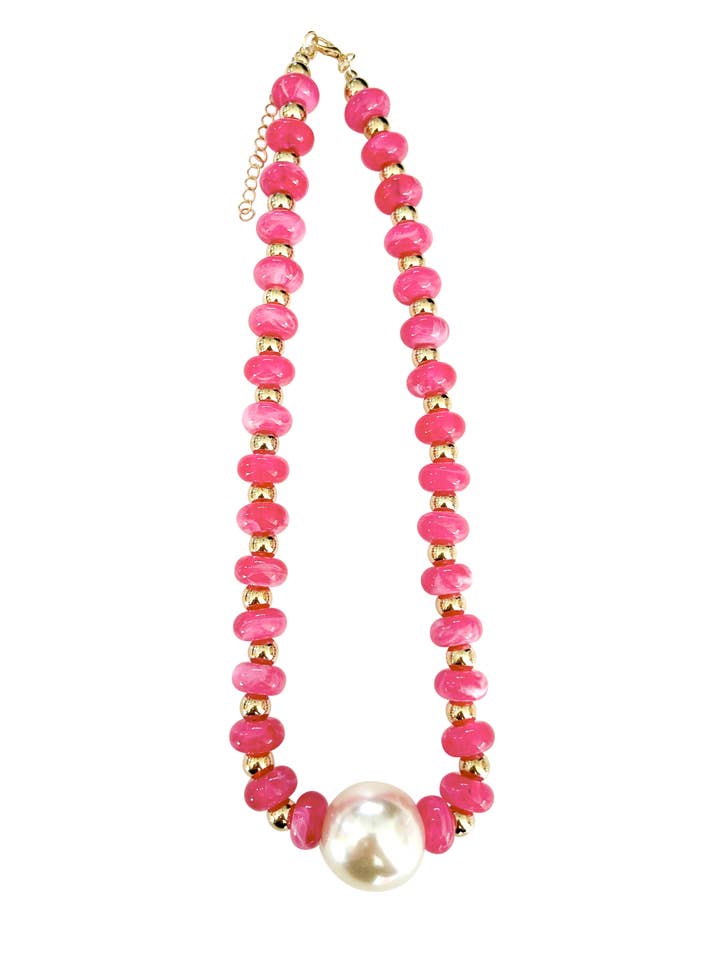 Collar de perlas con cuentas rosa fucsia Aylani para venta al por mayor de Gemelli