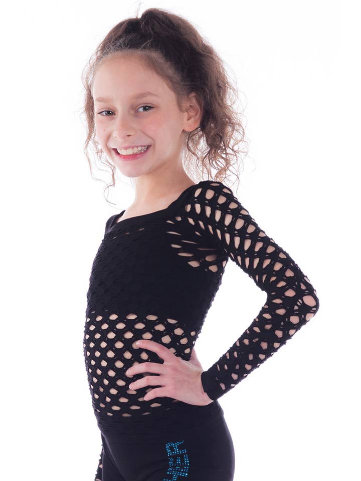 KurveShop - Wholesale Knit Top - Kids - KIDS LONG SLEEVE FISHNET TOP