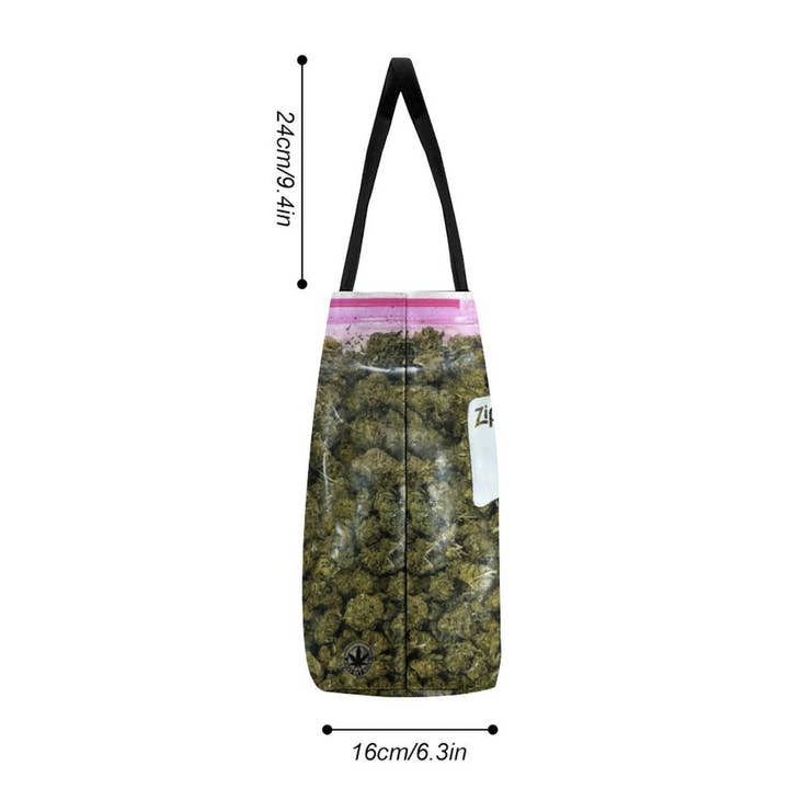 Just Get High™ - Wholesale Tote Bag - Women's - Large "T" Tote: Stash (green)