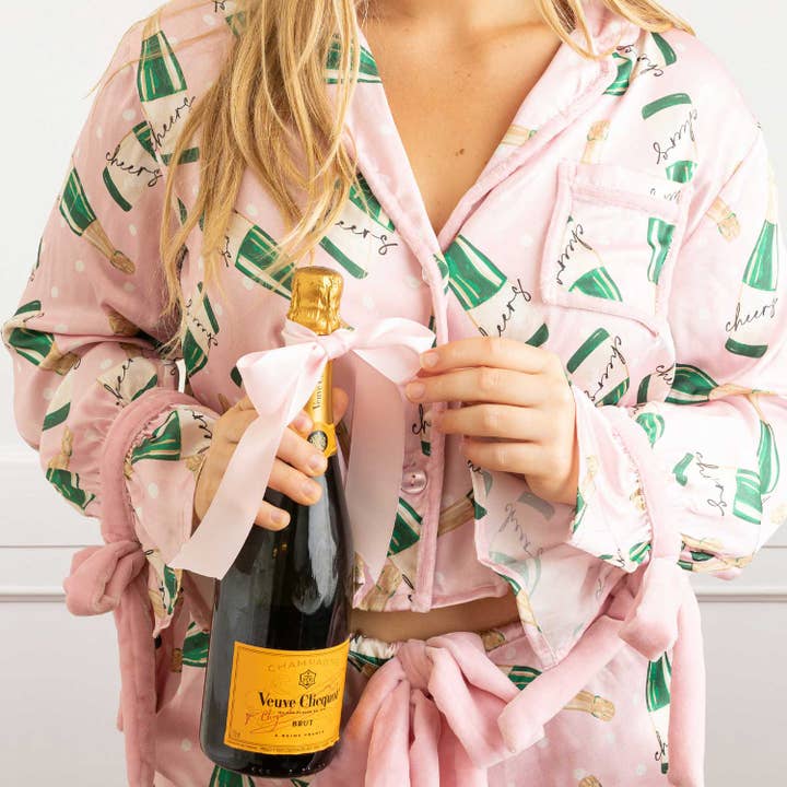8 Oak Lane - Wholesale Sleepwear Set - Women's - Champagne Dot Satin Ruffle Short PJ Set2