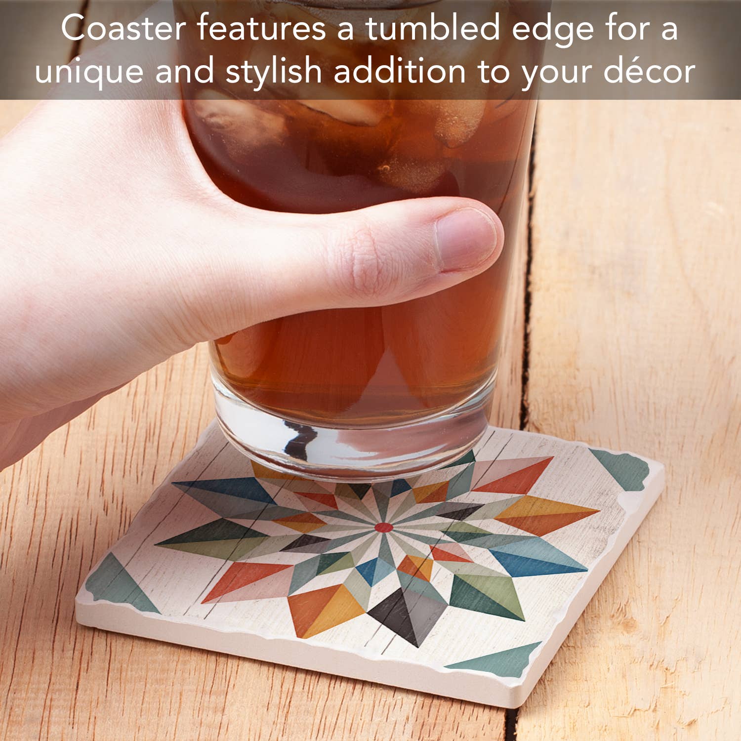 CounterArt/Highland Home/Thirstystone - Wholesale Coasters - Hex Star Single Absorbent Stone Tumbled Tile Coaster3