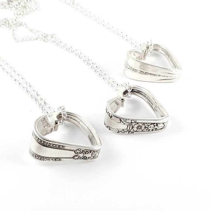 Midnight Jo - Wholesale Pendant/Charm Necklace - Mixed Bag Upcycled Spoon Open Heart Necklace