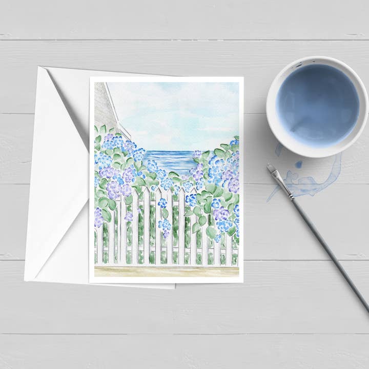 WonderfullyWrittenCo - Wholesale Stationery/Notecard Set - Hydrangea Coastal New England Ocean Views Boxed Card Set