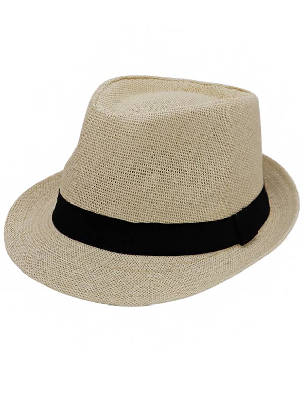 Fedora in paglia di carta leggera a trama aperta con decorazione a fascia nera per la vendita all'ingrosso da parte di Cap Zone