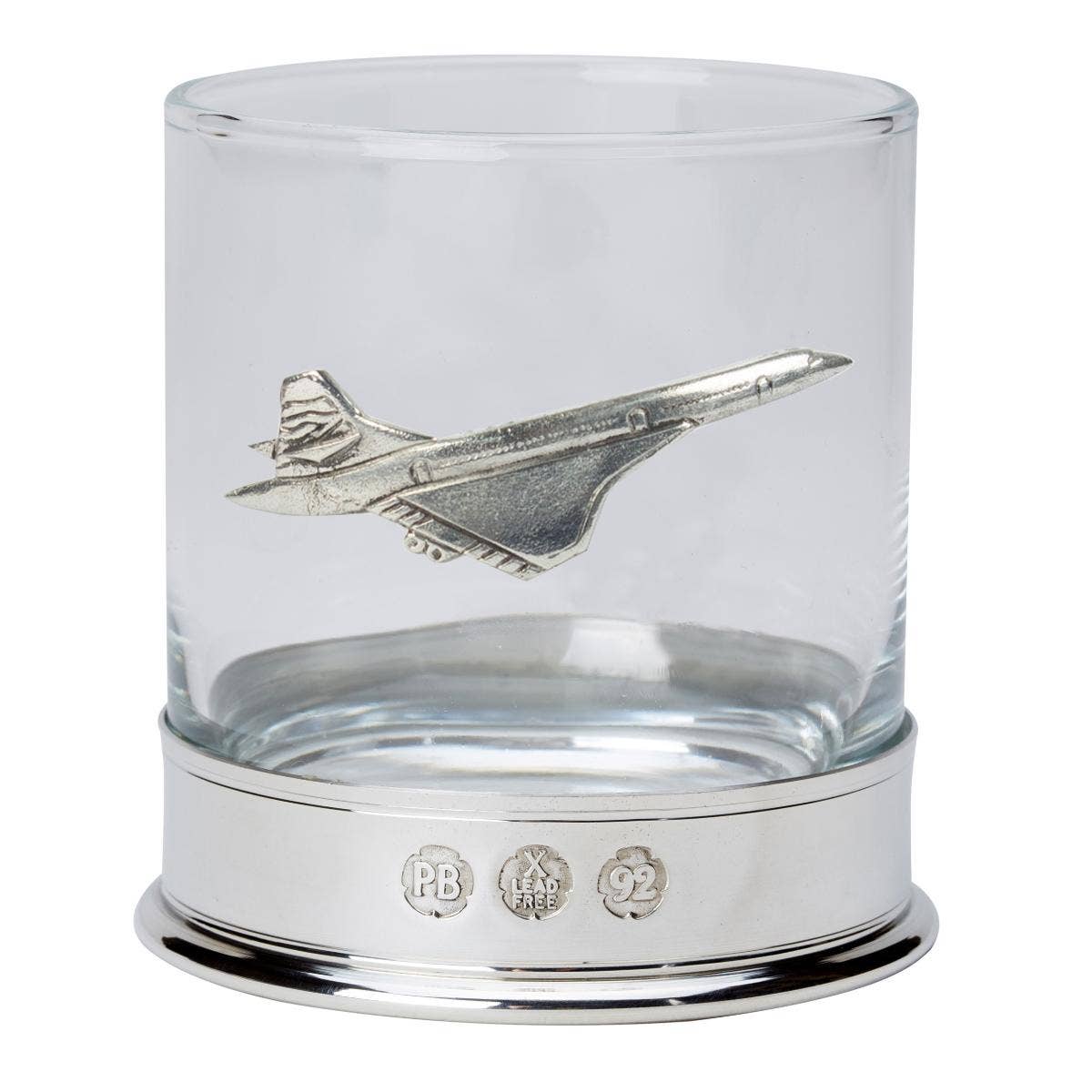 Nauticalia - Wholesale Drinking Glass/Cup - Pewter-mounted Whisky Tumbler with Concorde Badge0