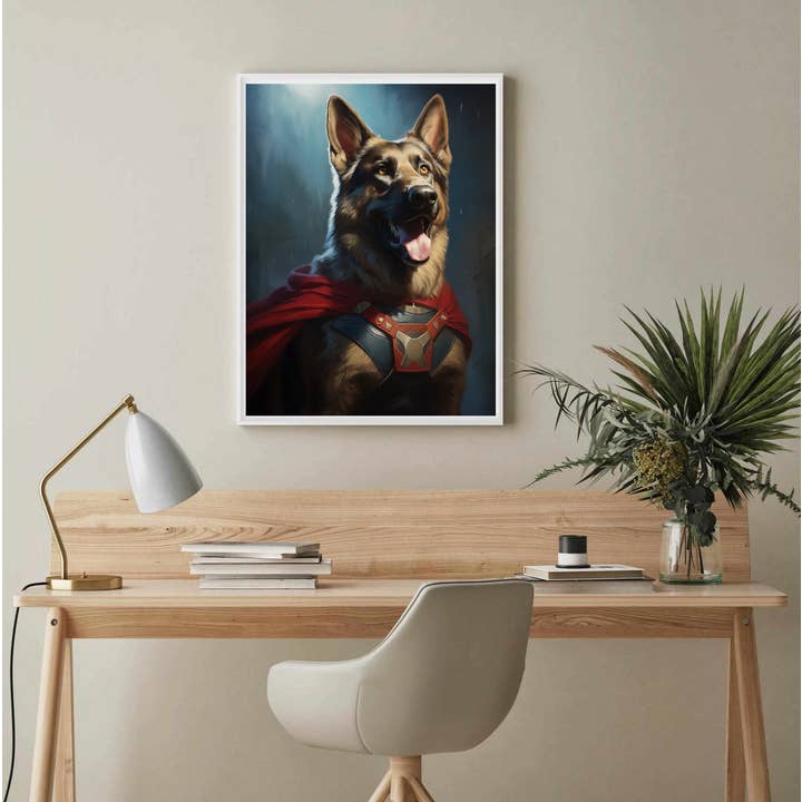 Arttique - Artistry Canvas Prints - Wholesale Art Print - German Shepherd Superhero Canvas Wall Art print