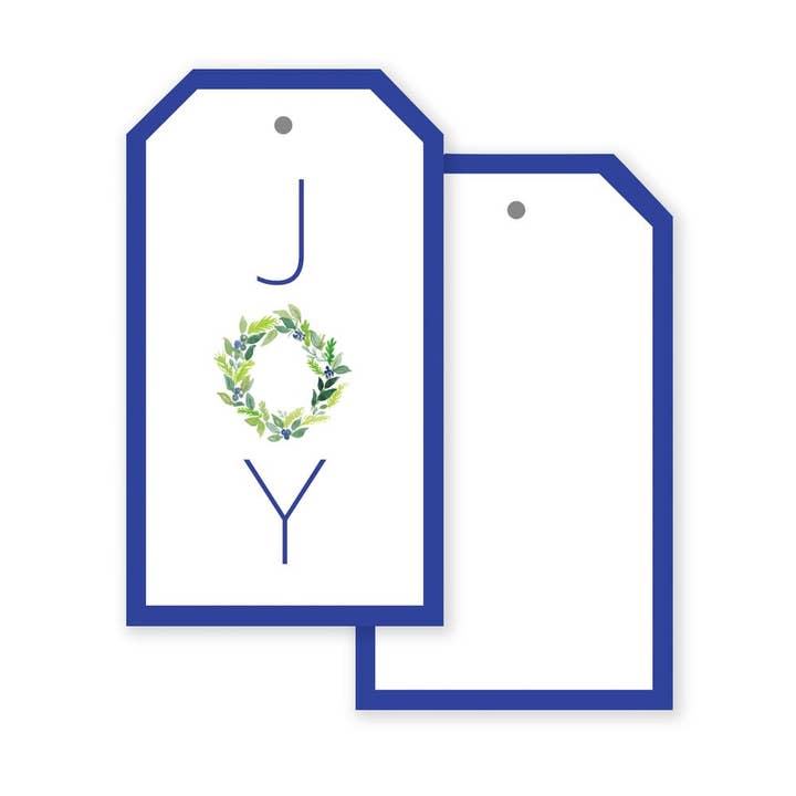 Etiqueta de regalo Joy con cordón dorado sobre papel blanco liso para venta al por mayor de MALWEST design