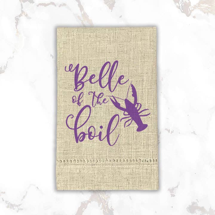 Funny Crawfish Tea Towel | Belle of the Boil for wholesale by Sew Many Blessings LA