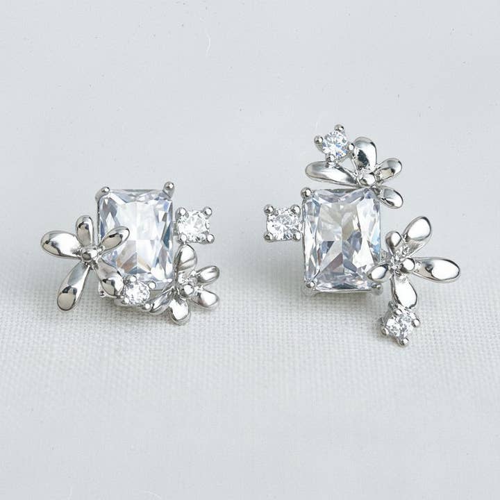 Floral Cluster Gemstone Drop Earrings for wholesale by Ellemadera