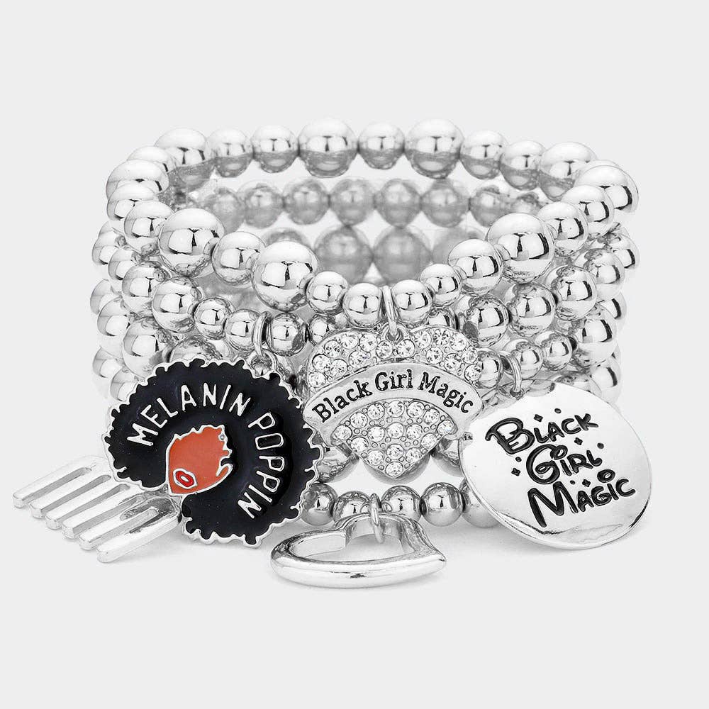 Sensibling Corp. - Vente Parures de bijoux - 5PCS - Magie des Filles Noires Divers Charms Multi Couches Élastique6