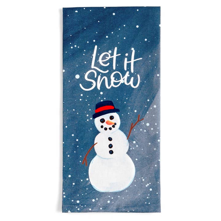 Let It Snow Snowman Kitchen Tea Towel for wholesale by 1canoe2 | One Canoe Two Paper Co.