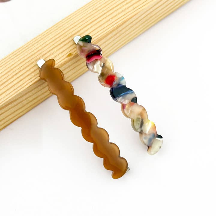 SoapElenGlen - Wholesale Hair Clip - Women's - 2PCS Wavy Duckbill Clip, Rectangular Simple Hair Clip