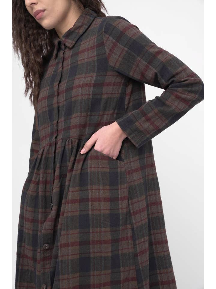 Baci & Amici Fashion - US Continental - Wholesale Dress - Women's - Cotton Plaid Tiered Waist Dress5