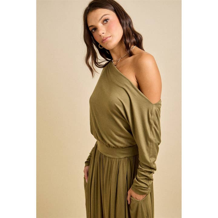 SKYLAR ROSE - Wholesale Jumpsuit - Women's - One Shoulder Draped Jersey Jumpsuit1