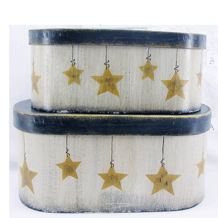 Ovale nestdozen met bungelende sterren, gebroken wit, set van 2 - 4" hoog voor wholesale door Birch Maison