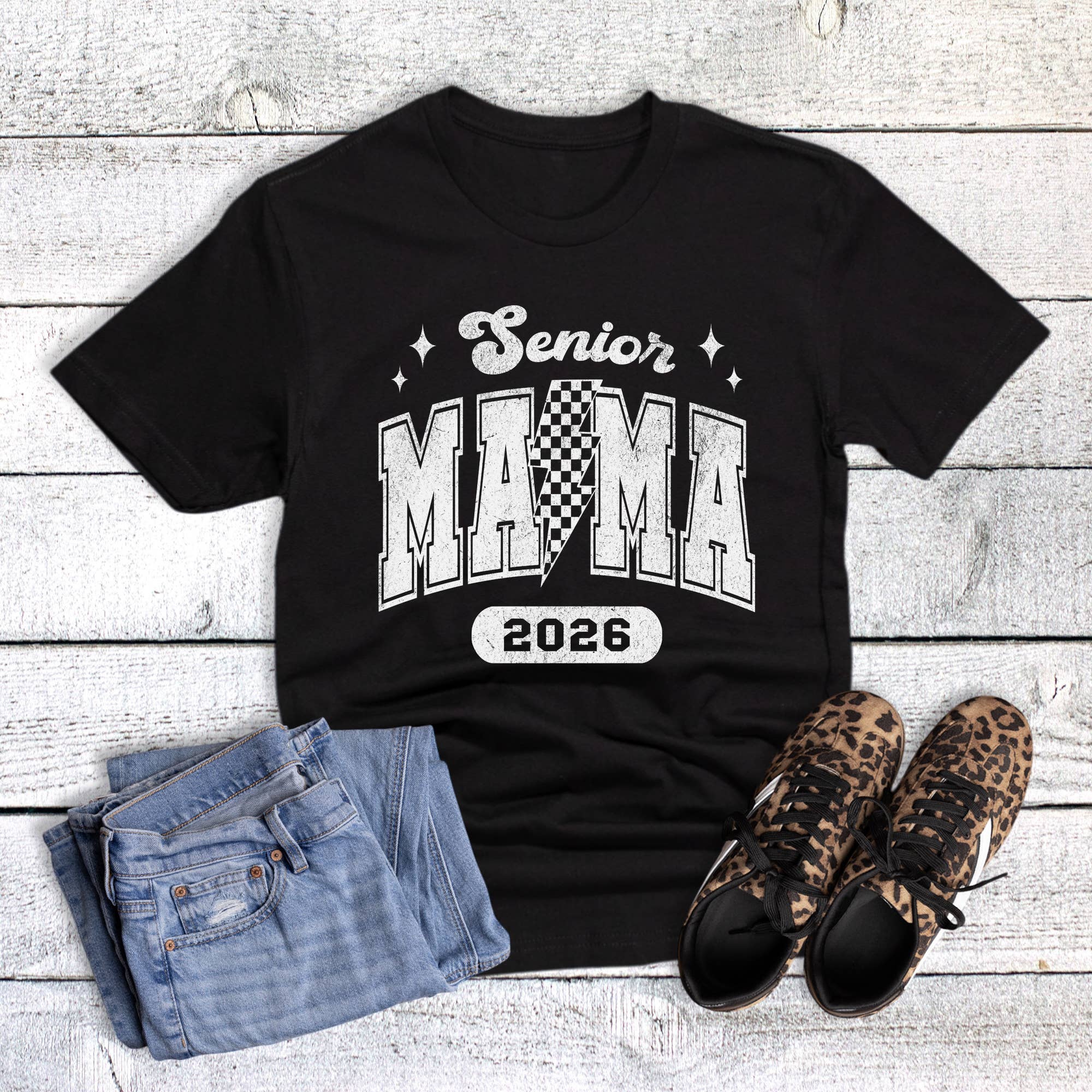 Black Senior Mama 2026 Lightning Graphic Tee  for wholesale on Faire0