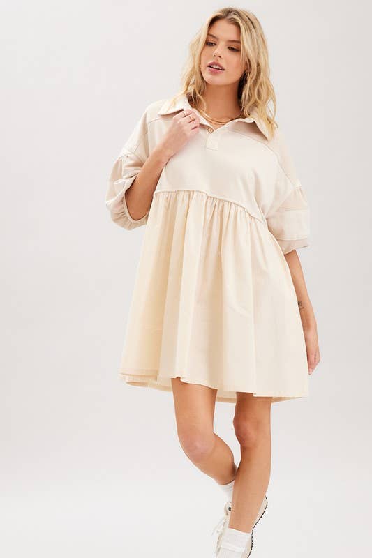 Beige Cotton Terry Mini Dress for wholesale on Faire7