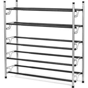 12 Pair Stackable and Height-Adjustable 2-Tier Shoe Rack Rebrilliant Finish: Black