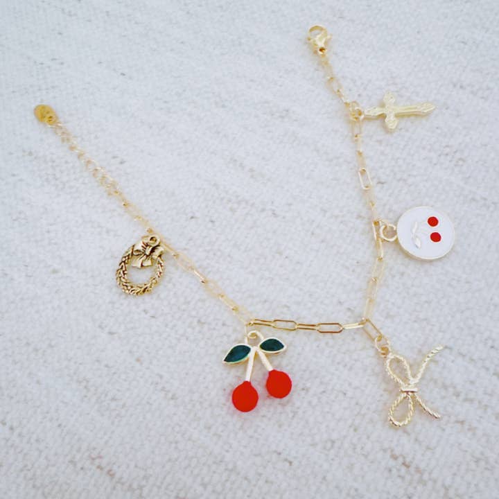 Ellison+Young - Wholesale Charm/Dangle Bracelet - Cherry Chic Charm Bracelet – Bow, Cross & More3