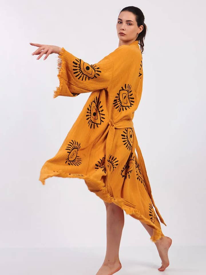 Umays Boho – wholesale Kimono - Dam – Evil Eye Kimono, Evil Eye Kaftan, Ekologisk bomullskimono