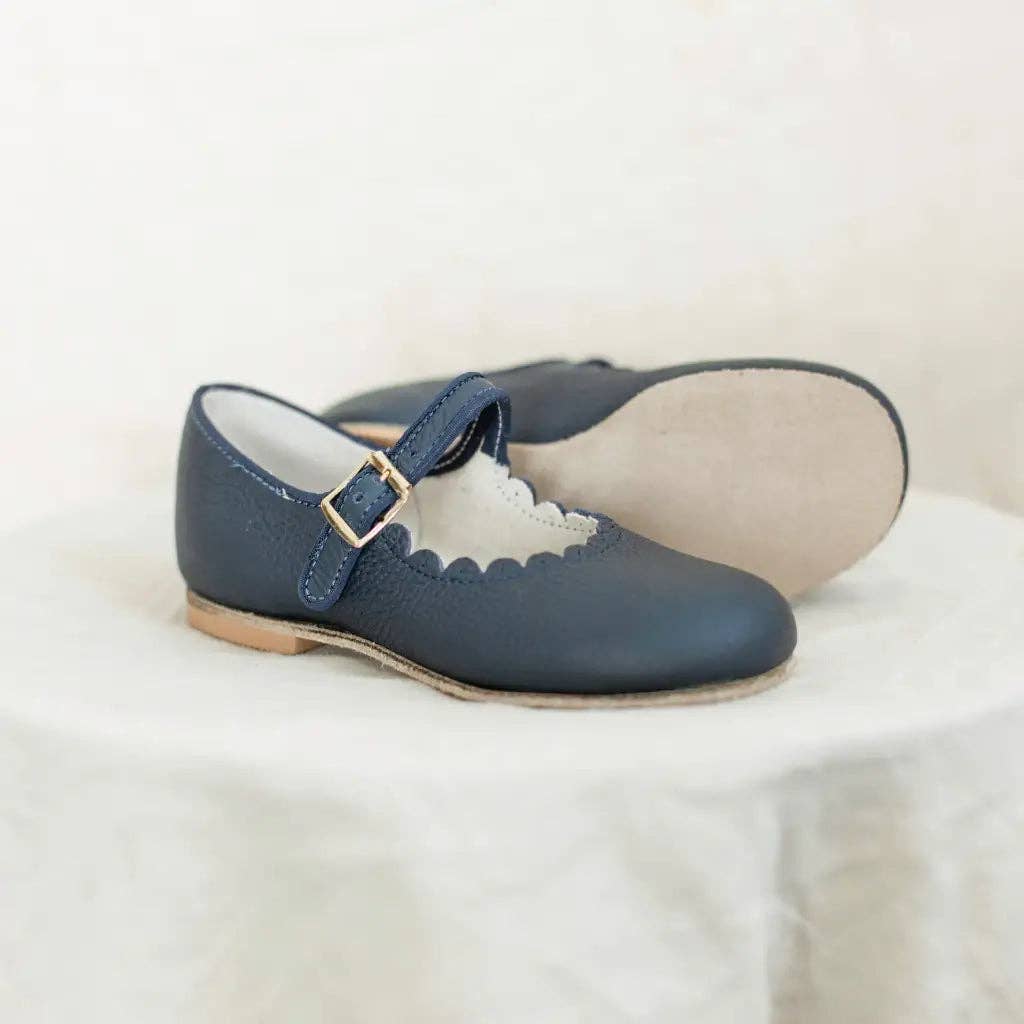 Zimmerman Shoes - Wholesale Flats/Loafers - Kids - Scalloped Mary Jane - Navy1