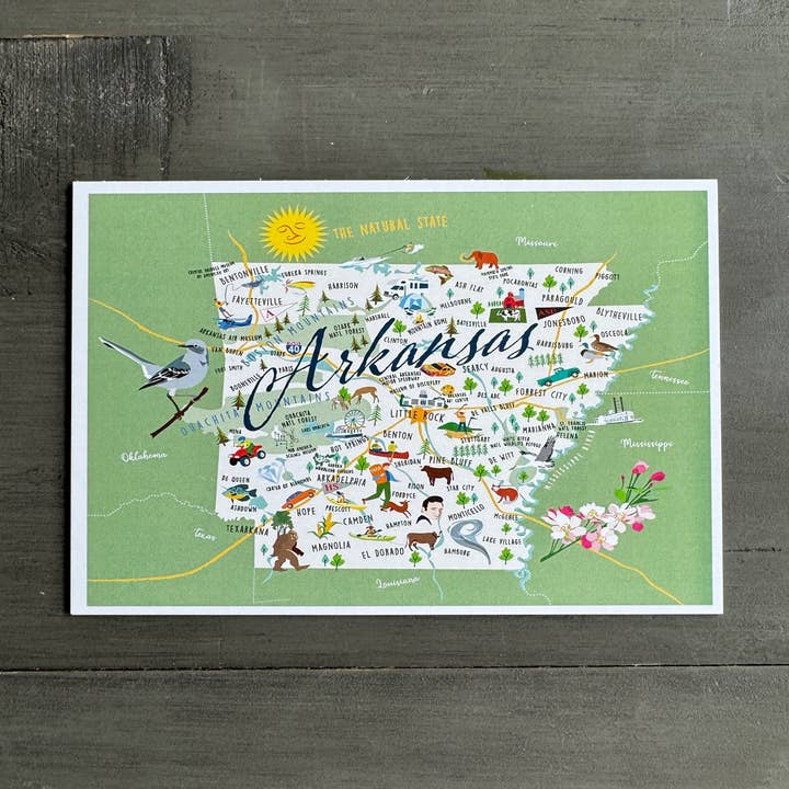 Tarjeta postal Arkansas de 4 x 6 pulgadas para venta al por mayor de Galleyware