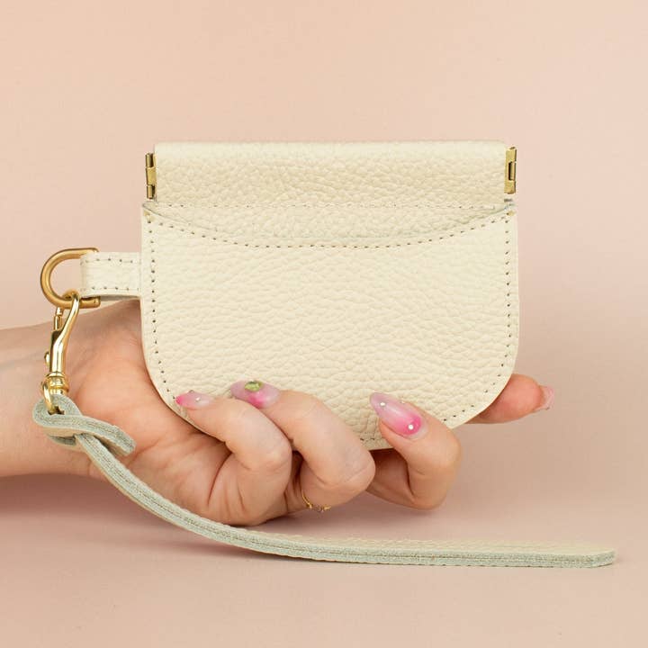 Leather Wristlet Wallet, Cute Cardholder in Bone White for wholesale by Cold Gold