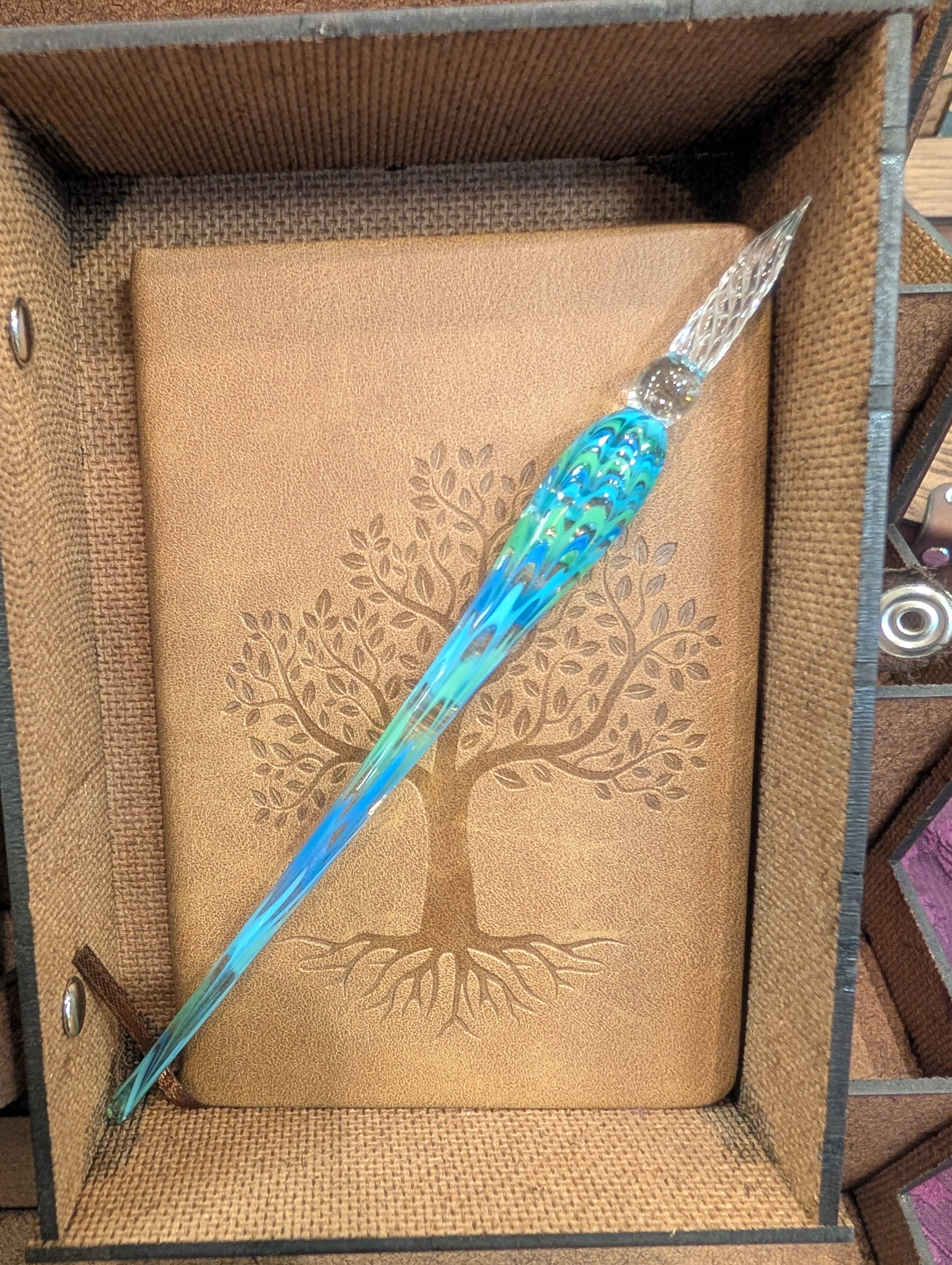 The Nerdy Wolf - Wholesale Journal/Diary - Journal Kit with Glass Dip Pen, Ink, and Wood Gift Box5