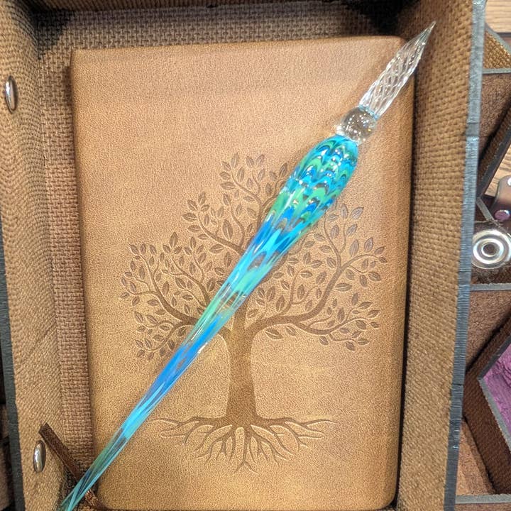 The Nerdy Wolf - Wholesale Journal/Diary - Journal Kit with Glass Dip Pen, Ink, and Wood Gift Box5