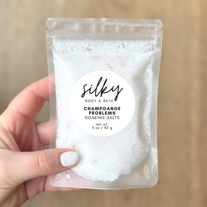 Champagne Problems Soaking Salts for wholesale by Silky Body & Bath
