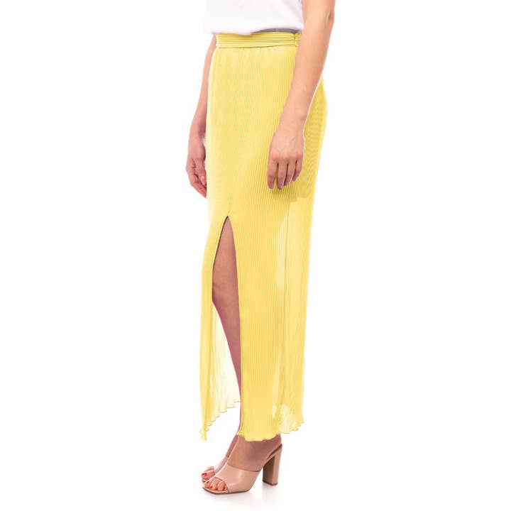 Naked Zebra - Wholesale Skirt - Women's - Plisse Maxi Skirt With Slit