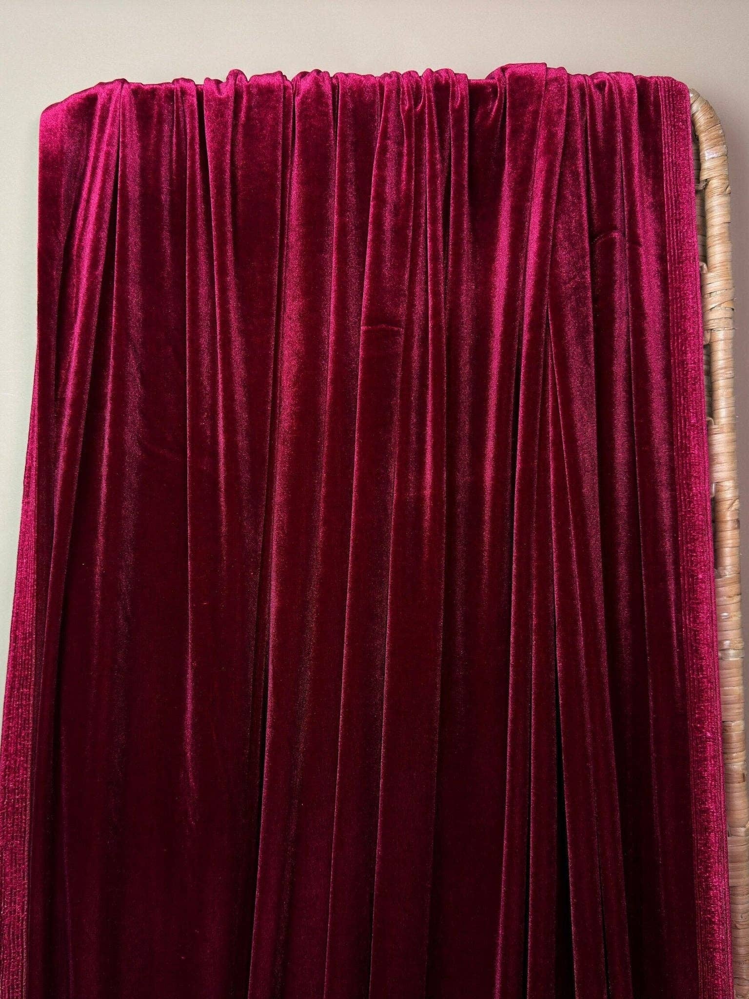 GalaTextile - Wholesale Fabric - Burgundy Stretch Velvet Fabric, Spandex Soft Velvet Fabric-Solid, for Pillows, Scrunchies, Drapes, Dresses, Decorations Premium Quality5