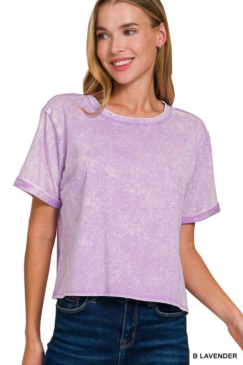 42POPS - Wholesale Knit Top - Women's - `.Washed Crew Neck Crop TShirt16