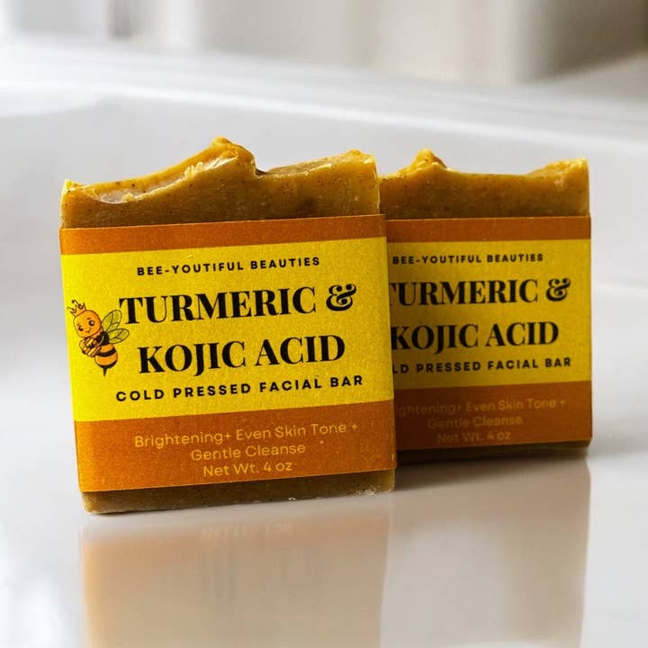 Turmeric & Kojic Acid Facial Bar - made with beeswax & honey for wholesale by Bee-Youtiful Beauties