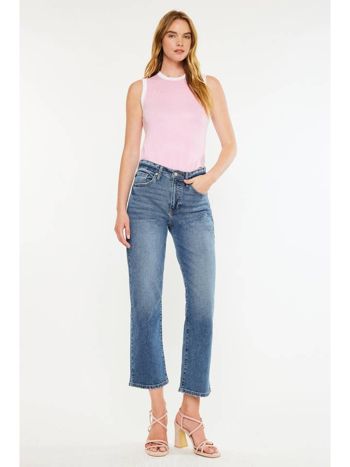 DARK OPEN PACK HIGH RISE TRUE STRAIGHT JEANS-KC20022D for wholesale on Faire1