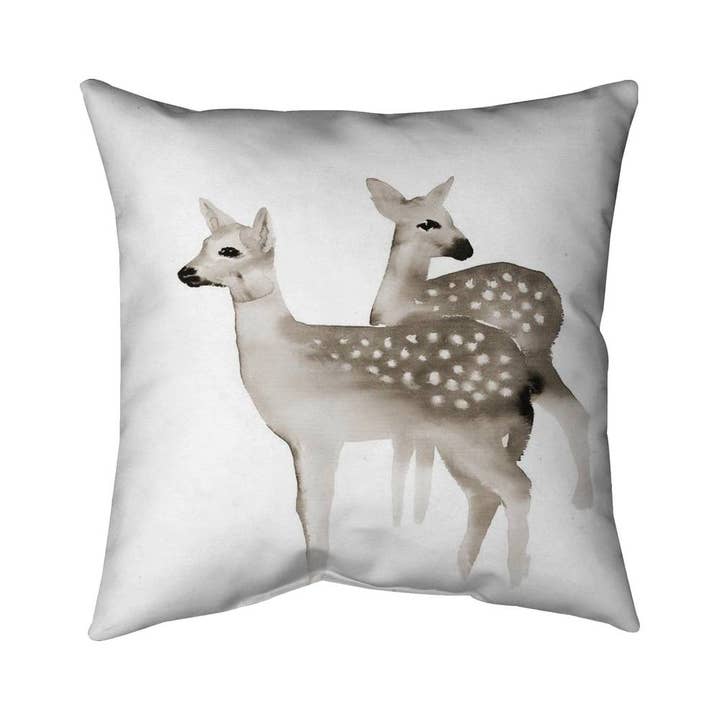 Coussin Animaux Cerfs Bruns - Coussin Décor Maison Faons Bruns pour la vente par BEGIN HOME DECOR