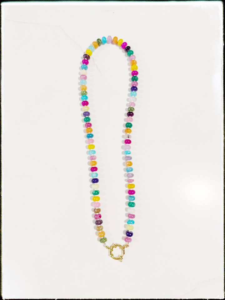 Kort blandet jade rondel perle silke glas halskæde ædelsten for engroshandel hos GentrybyJenna