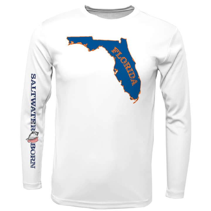 Orange and Blue Gainesville, FL Men's Long Sleeve UPF 50+ Dry-Fit Shirt for wholesale by Saltwater Born