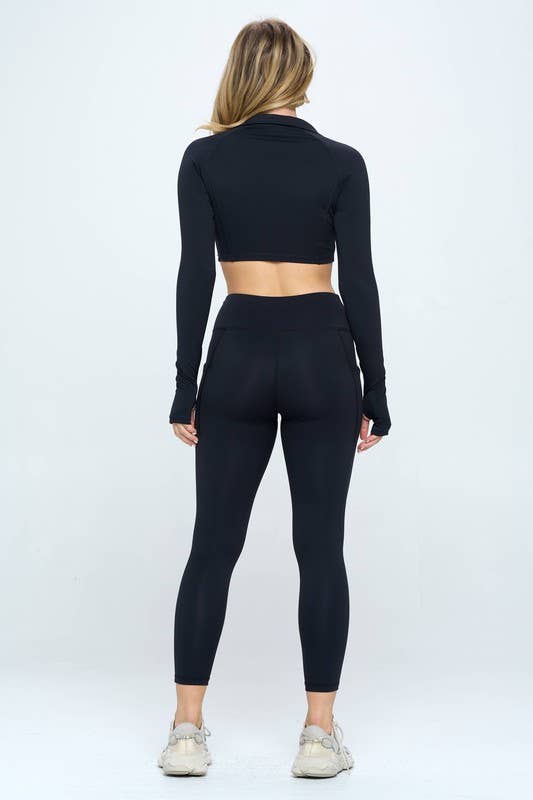 otos active - Wholesale Sport-/loungelegging - Dames - Zijdezachte leggings met zijzakken en yoga tailleband0