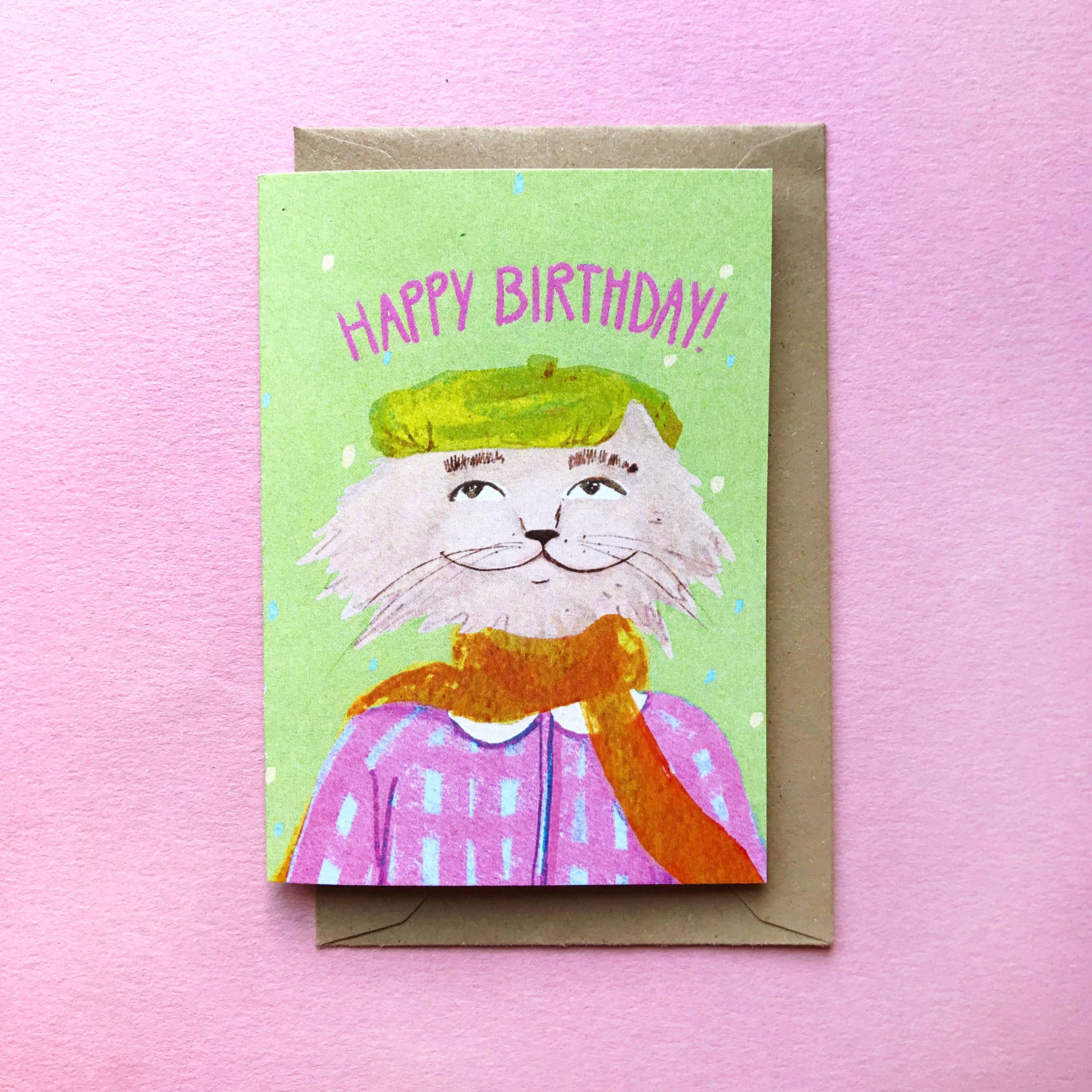 Katinka Feijs - Wholesale Birthday Card - Limited Edition Mini Birthday Greeting Card (Poodle) (Cat)