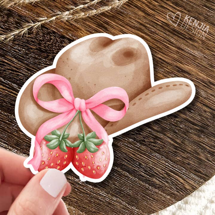 Coquette Aesthetic Cowgirl Stickers & Magnets / Western Hat for wholesale by Kenjia Design