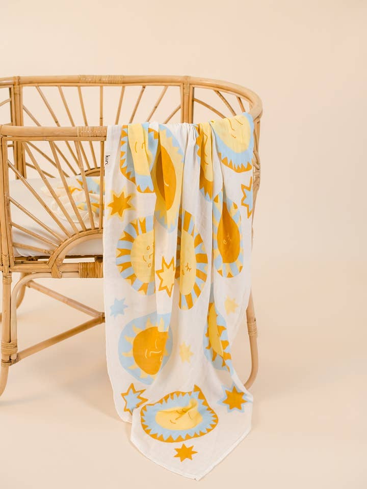 Organic Muslin Swaddle - Sunny Day (Limited Edition) for wholesale on Faire14