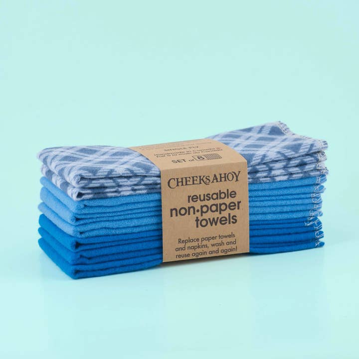Cheeks Ahoy - Wholesale Dishcloth - Reusable Non-Paper Towels - Blue Argyle - Limited Edition1