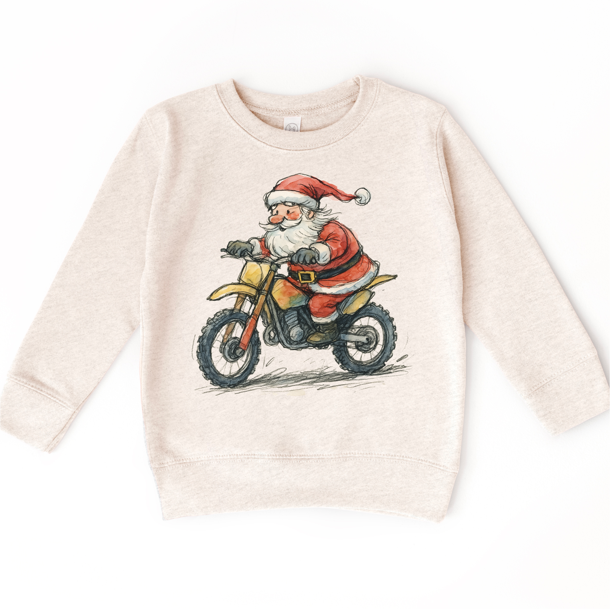 Madi Moosh - Wholesale Screen Printed T-Shirt - Kids - Santa Riding A Motocross Dirt Bike T-Shirt - Kids Christmas Tee4