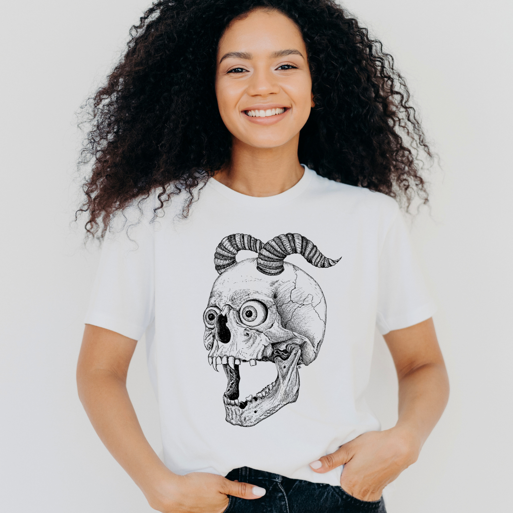 Hannah Kate Makes - Wholesale T-Shirt (Graphic) - Unisex - Screaming Skull T-shirt - White - 100% Cotton - Reg/Fitted13