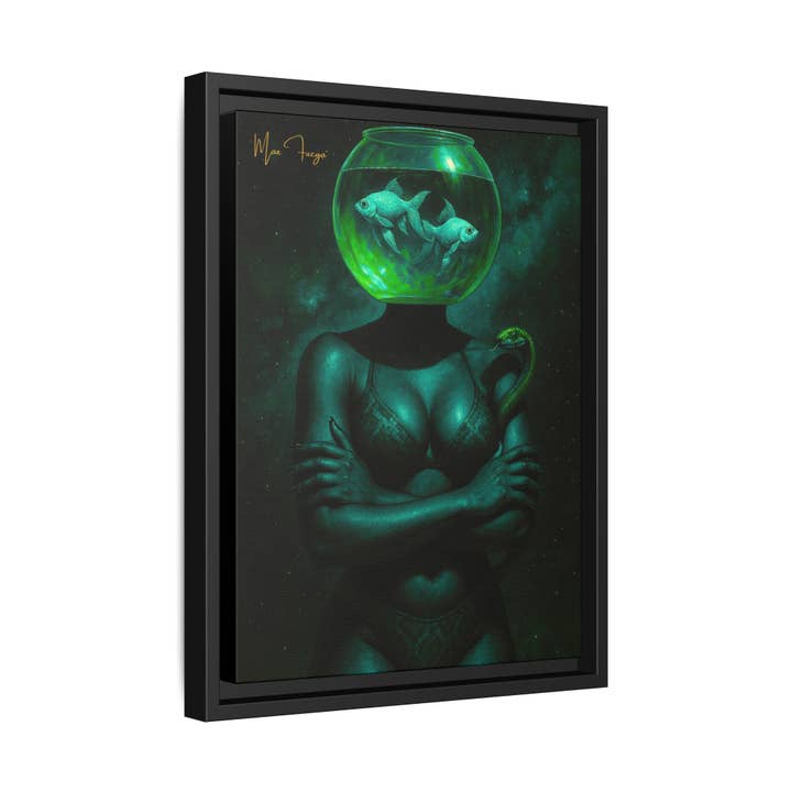 54 Mondays™ Project | Agua Green Glare – Beverly Hills Edition | Cosmic Noir Wall Art | Limited Gold Max Fuega™ Signature | FSC-Certified Framed Matte Canvas for wholesale by Buy Martian Merch™