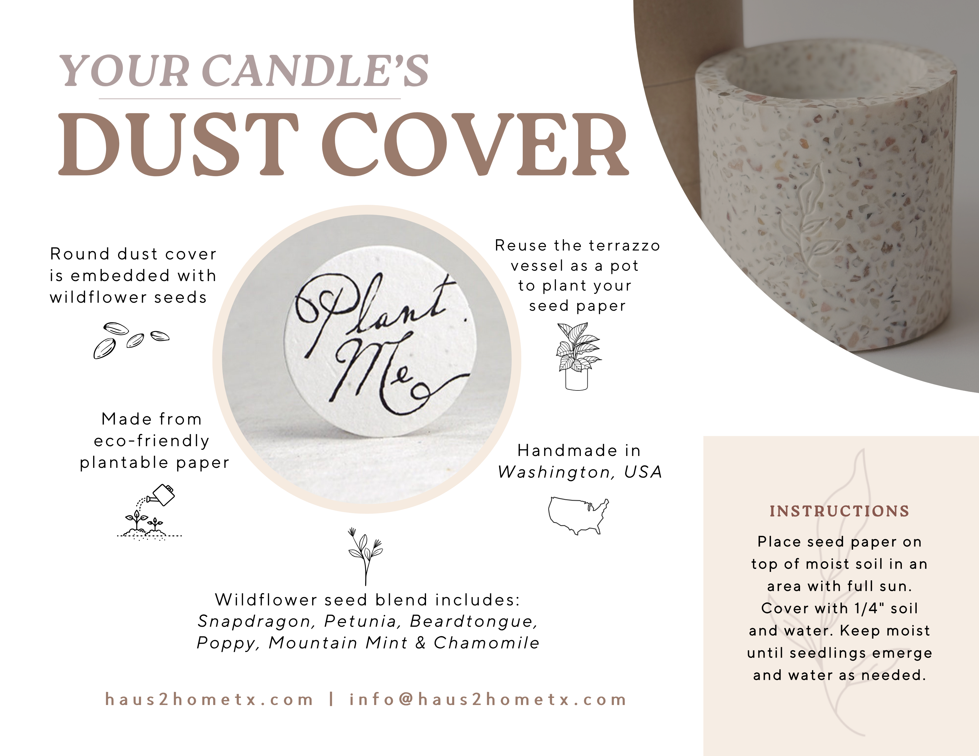 Haus II Home, LLC - Wholesale Jar/Filled Candle - Reusable Terrazzo Candle - Desert Bloom8