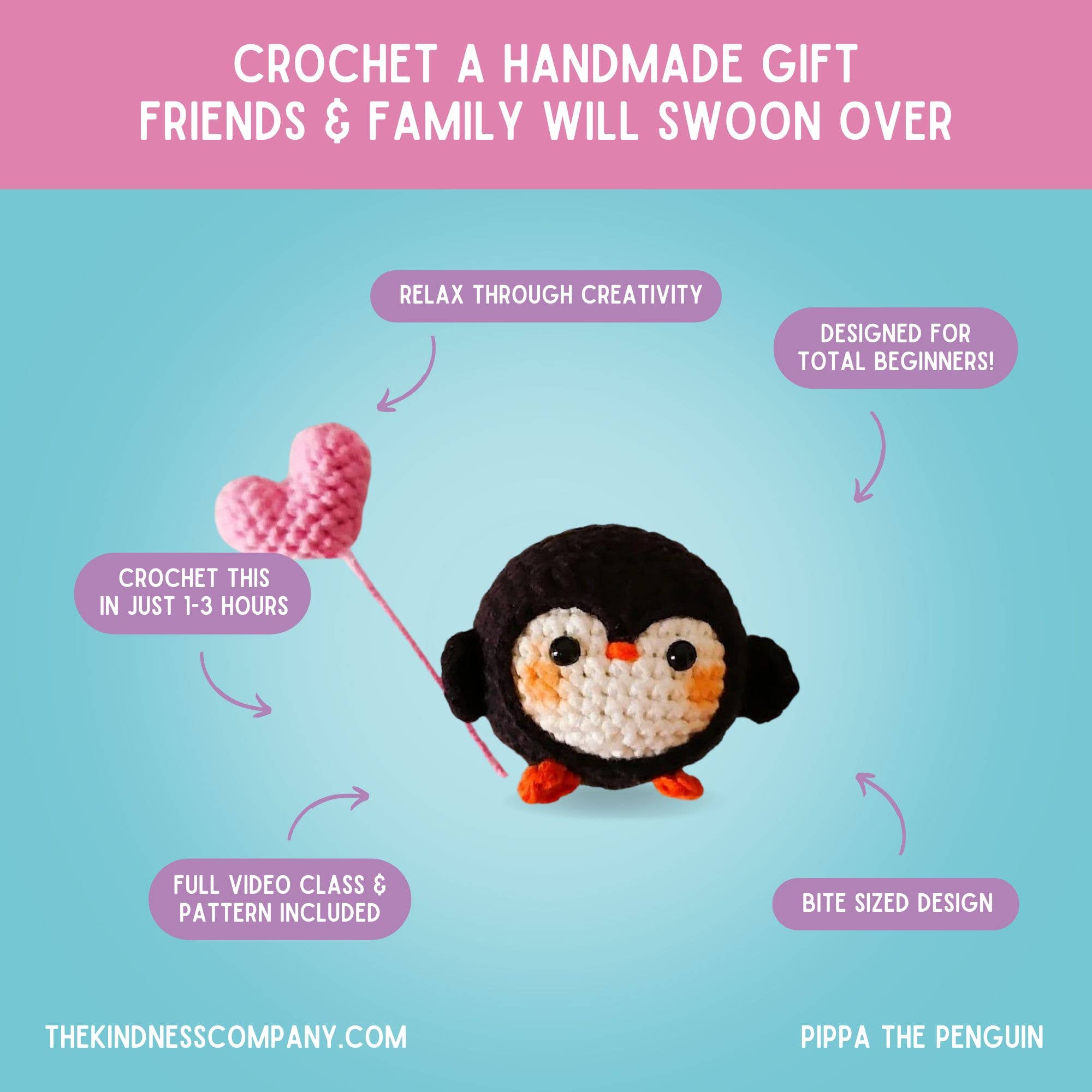 The Kindness Company - Wholesale Love Card - Love Card & Penguin Crochet Pattern3